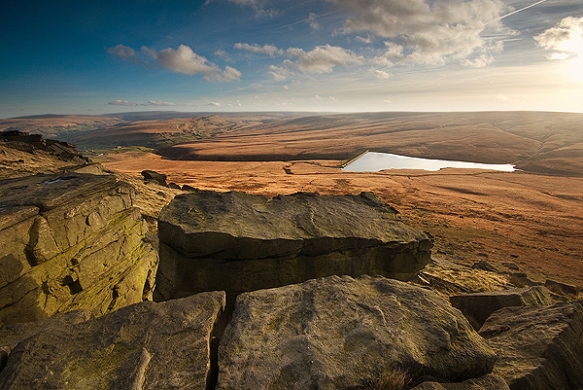Overlooking Pule Hill and March Haigh Reservoir (which feeds the Huddersfield Narrow Canal), from Buckstones.
