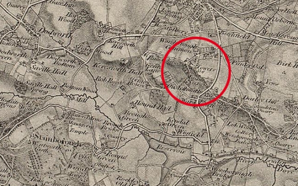 The 1841 First Issue Ordnance Survey map of Worsbrough. 